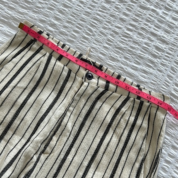 Zara TRF Womens Cotton Pants Cream Black Striped High Waisted Trousers Sz S New - Picture 12 of 17